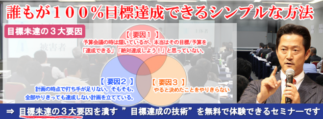 【大阪開催!】 誰でも目標は達成できます、このシンプルな方法で――。100%目標達成できる原田メソッド研修 無料体験セミナー