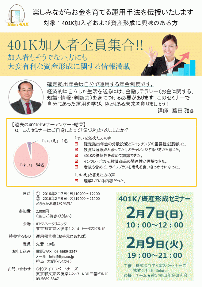 401k(確定拠出年金)加入者全員集合!!