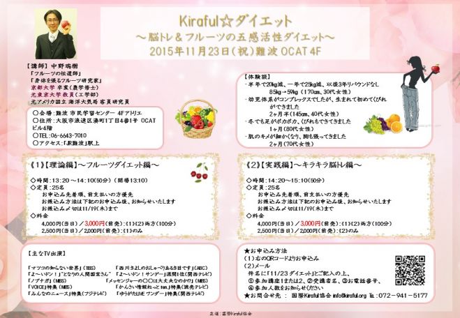 「Kiraful☆ダイエット」 脳トレ&五感活性!新感覚フルーツダイエット