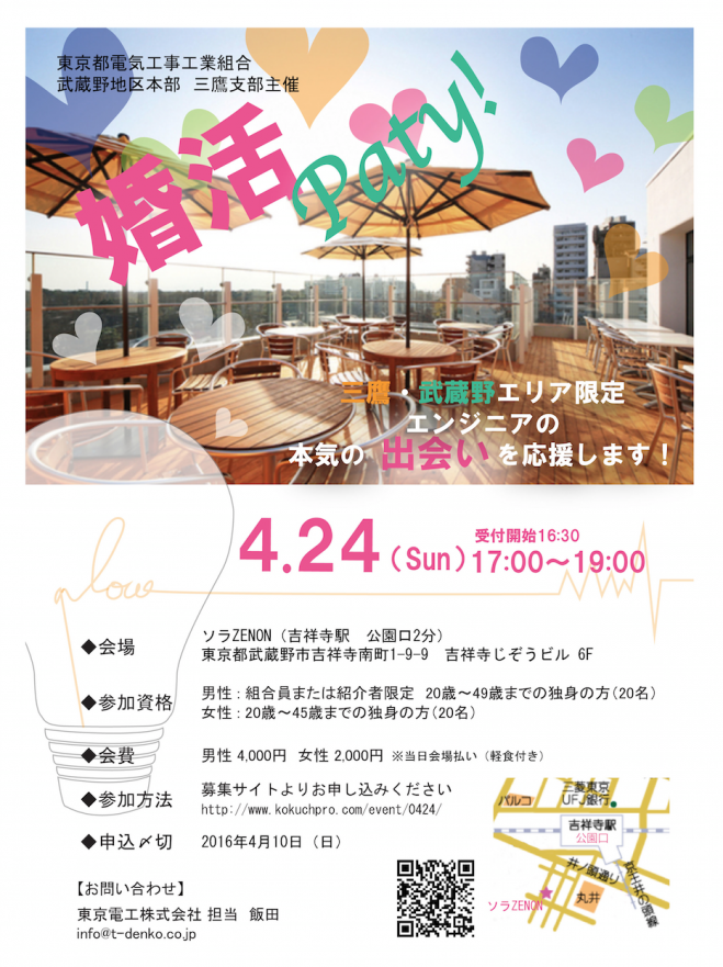 ★☆ 三鷹・吉祥寺エリアのエンジニアと出会う ☆★ 婚活パーティー
