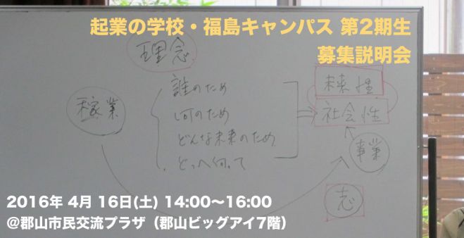 “身の丈”の起業について考えてみませんか! 起業の学校【福島キャンパス 第2期】説明会&ミニ講座