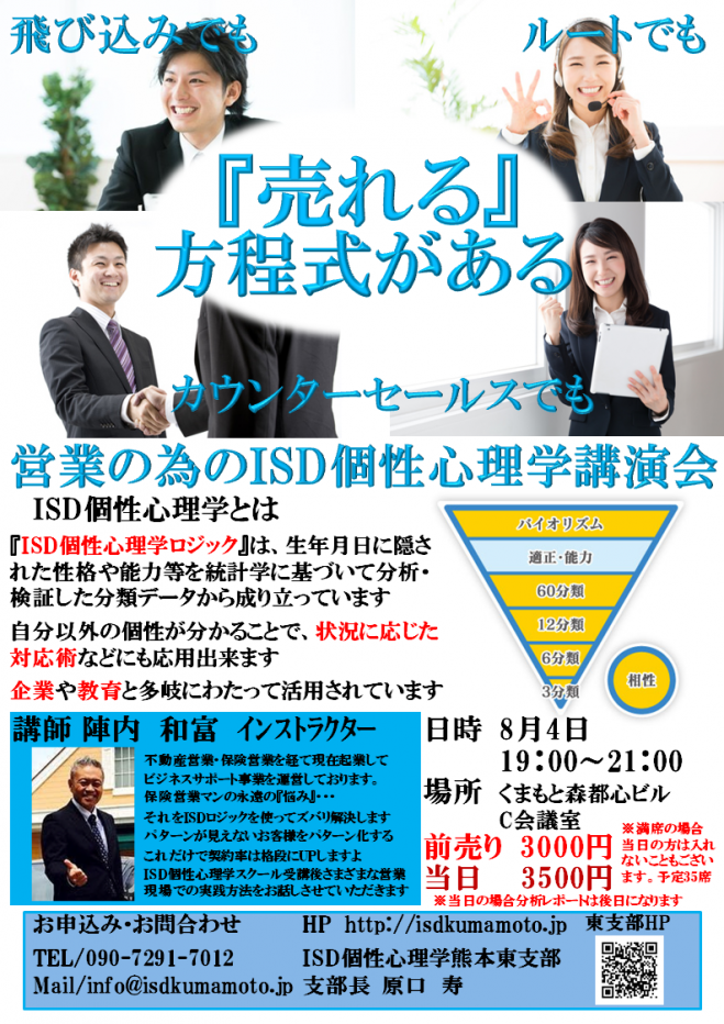 『売れる』方程式がある!営業の為のISD個性心理学講演会
