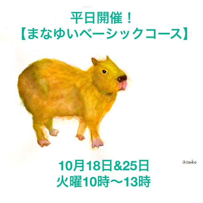10/18&10/25平日午前「まなゆいベーシックコース」(3時間×2回)