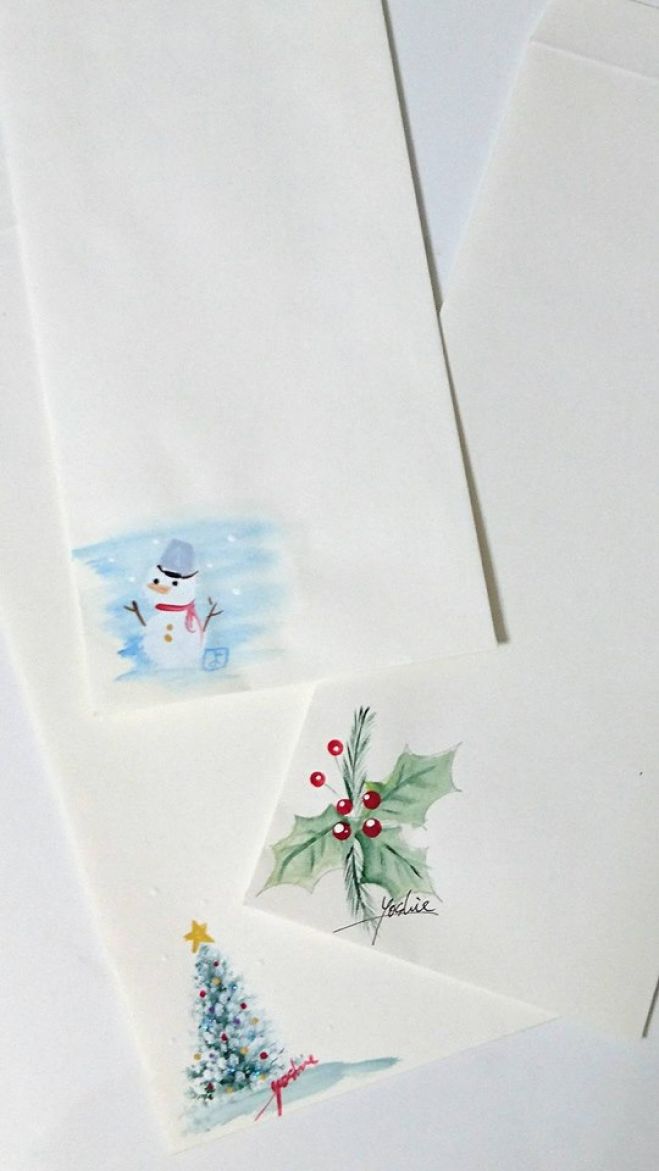 感謝を伝える絵封筒(クリスマスツリー・雪だるまなど)