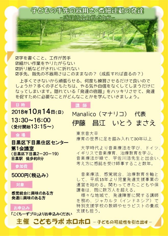 子どもの手先の器用さ 微細運動の発達 感覚統合の視点から 18年10月14日 東京都 こくちーずプロ 子どもの手先の器用さ 微細運動の発達 感覚統合の視点から 18年10月14日 東京都 こくちーずプロ