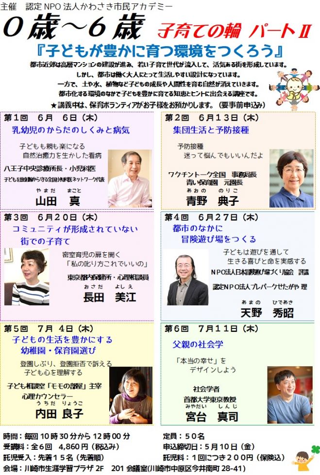 0歳 6歳 子育ての輪 パート 子どもが豊かに育つ環境をつくろう 19年6月6日 19年7月11日 神奈川県 こくちーずプロ