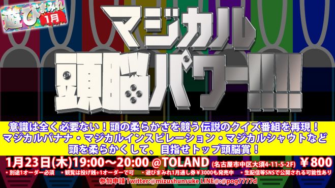 名古屋大須でマジカルバナナ 頭の柔らかさを競うあの番組を再現 マジカル頭脳パワー 遊びまみれ 年1月23日 愛知県 こくちーずプロ