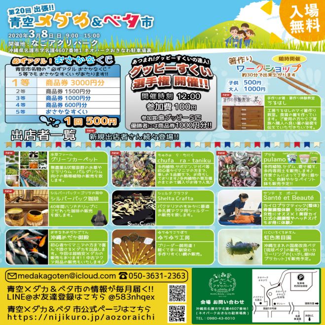 入場無料 第回 出張 青空めだか ベタ市 年3月8日 沖縄県 こくちーずプロ