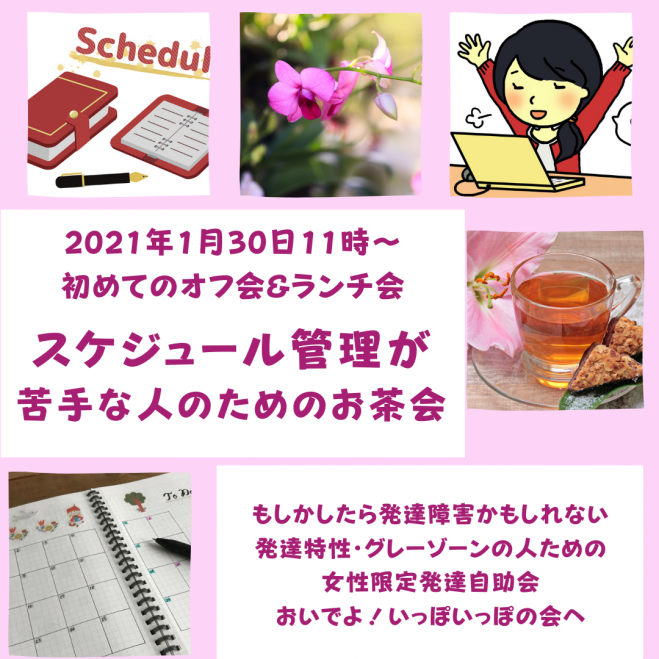 第6回おいでよ いっぽいっぽの会へ 女性のためのお茶会 スケジュール管理について 21年1月30日 大阪府 こくちーずプロ