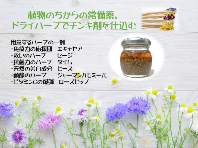 植物のちからが詰まった常備薬 ドライハーブでチンキ剤を仕込む 21年2月21日 東京都 こくちーずプロ