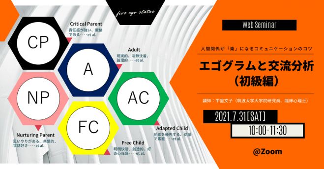 エゴグラムと交流分析 初級編 2021年7月31日 オンライン こくちーずプロ