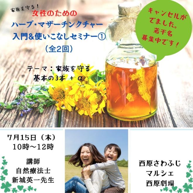 家族を守る 女性のための マザーチンクチャー 薬草 入門 使いこなしセミナー 全2回 21年7月15日 沖縄県 こくちーずプロ