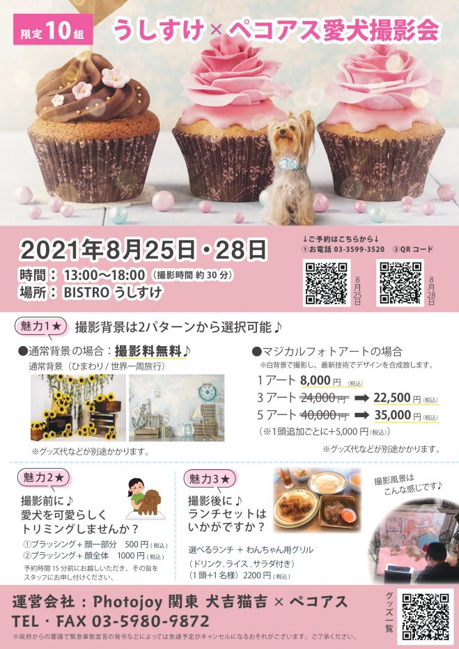 うちの子 写真 動画 撮影会bistro うしすけ Photojoy 関東 21年8月25日 東京都 こくちーずプロ うちの子 写真 動画 撮影会bistro うしすけ Photojoy 関東 21年8月25日 東京都 こくちーずプロ