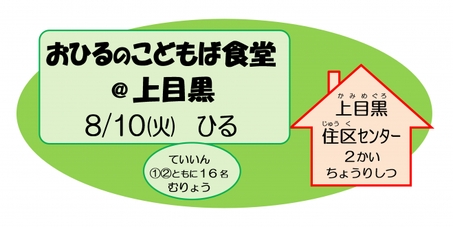 夏休み お昼のこどもば食堂 上目黒 21年8月10日 東京都 こくちーずプロ
