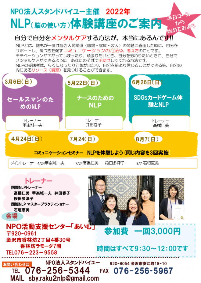 Sdgsカードゲーム体験とnlp 22年6月26日 Nlpコミュニケーションセミナー 石川県 こくちーずプロ