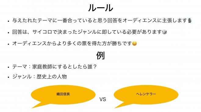 オンライン交流会 テーマに沿った即興ディベートゲームで盛り上がろう 22年2月19日 オンライン Google Meet こくちーずプロ