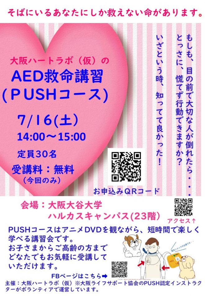 Aed救命講習 Pushコース 22年7月16日 大阪府 こくちーずプロ Aed救命講習 Pushコース 22年7月16日 大阪府 こくちーずプロ